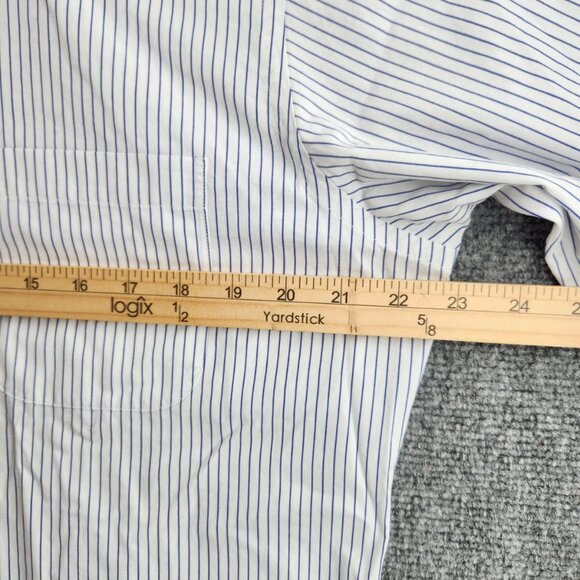 Brooks Brothers Non-Iron Blue 16 36 Cotton Point Slim Striped Shirt Button Up - Picture 16 of 16
